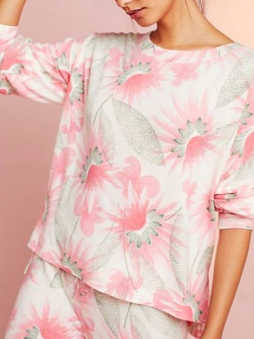 Floreat by Anthropologie Floral Brushed Fleece Sweatshirt